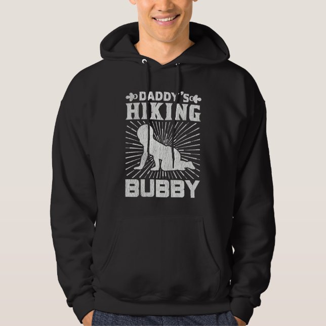 Daddy Hiking Buddy Kids Dad Mountains Hiking Campi Hoodie (Front)