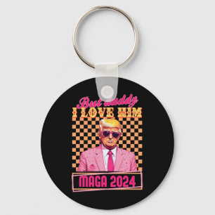 Daddy I Love Him Maga 2024 Trump Retro Vintage Gif Key Ring
