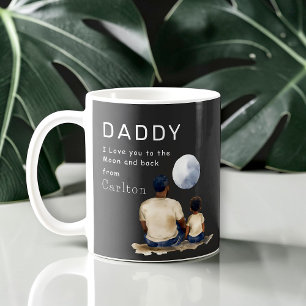 Daddy I Love You Moon And Back Watercolor Dad Gift Coffee Mug