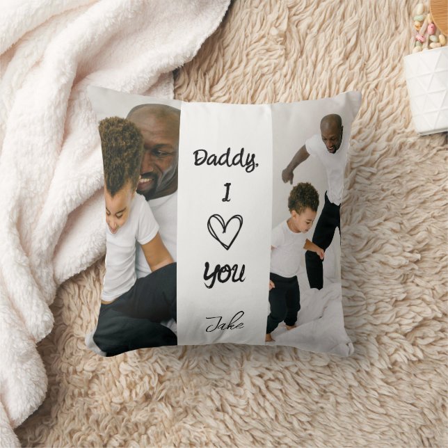 Daddy, I Love You |  Personalised Photos Pillow (Blanket)