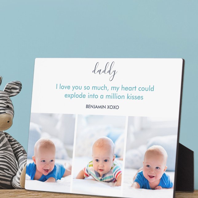 Daddy I love you so much 3 Photo Personalised Plaque (Creator Uploaded)