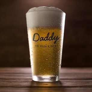 Daddy Kids Names Modern Father's Day Glass