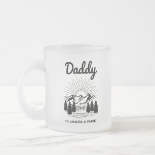 Daddy Kids Names Modern Father's Day Script Frosted Glass Coffee Mug