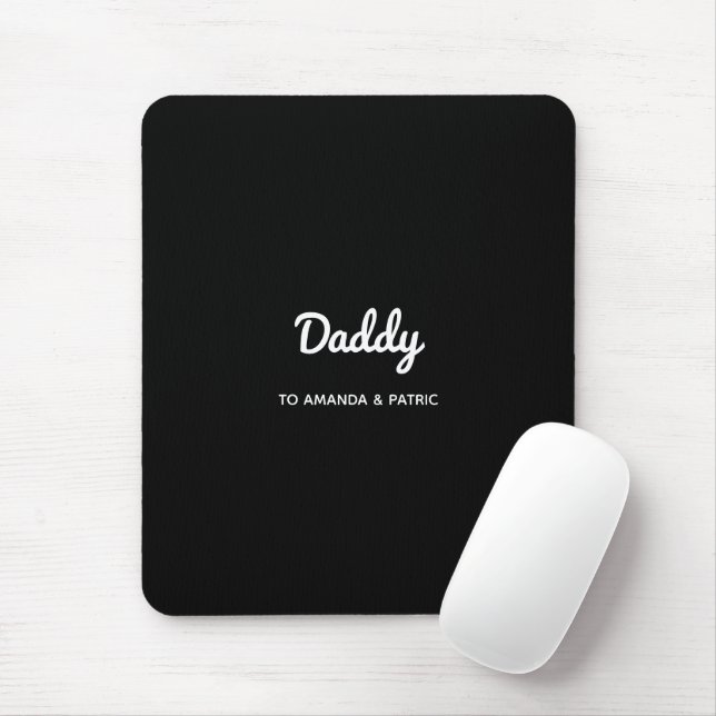 Daddy Kids Names Modern Father's Day Script Mouse Mat (With Mouse)