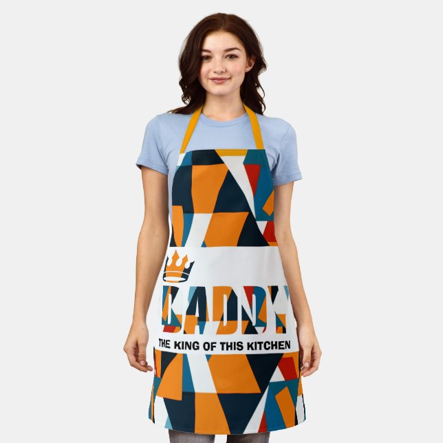 Daddy King Bauhaus Apron - Geometric Family Design (Worn)