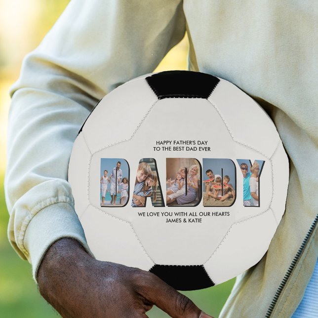 DADDY Letter Cutout Photo Collage Custom Text Football (Creator Uploaded)