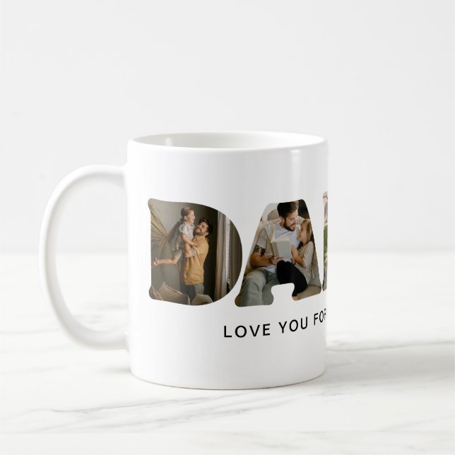 DADDY Letter Photo Collage Father's Day  Coffee Mug (Left)