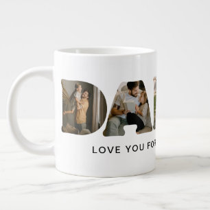 DADDY Letter Photo Collage Father's Day Large Coffee Mug