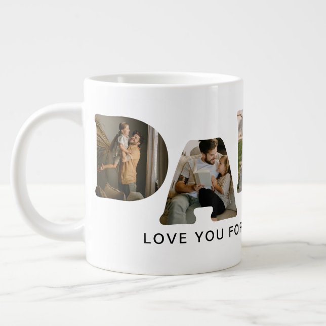 DADDY Letter Photo Collage Large Coffee Mug (Left)