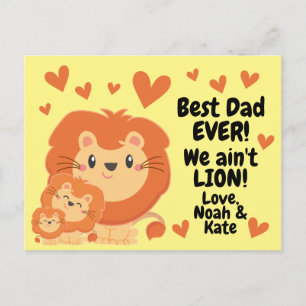 Daddy Lion and Cubs Funny Father's Day No Lion Postcard