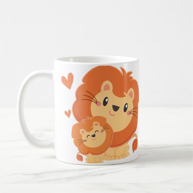 Daddy Lion  Cub Fathers Day No Lion Coffee Mug (Left)