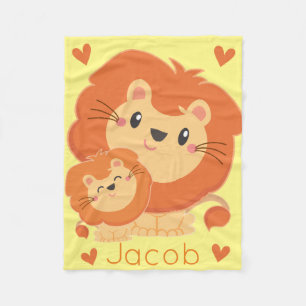 Daddy Lion & Cub Jungle Animals Safari Nursery  Fleece Blanket