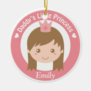 Daddy Little Princess, Cute Princess with Tiara Ceramic Tree Decoration