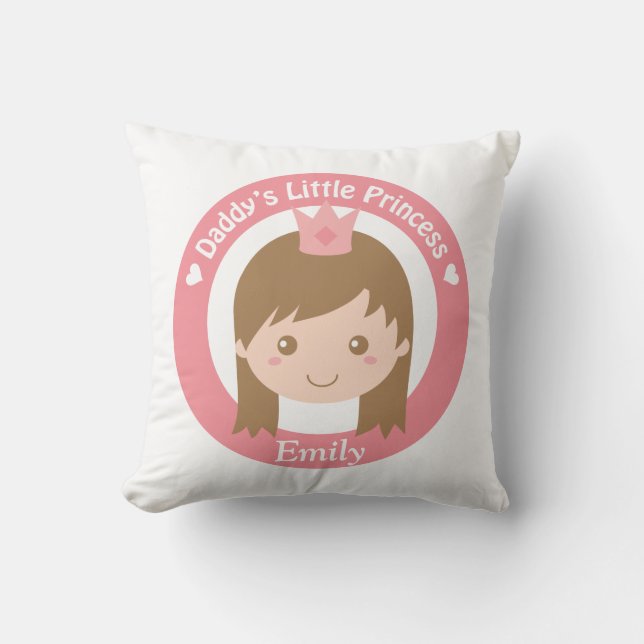 Daddy Little Princess, Cute Princess with Tiara Cushion (Front)