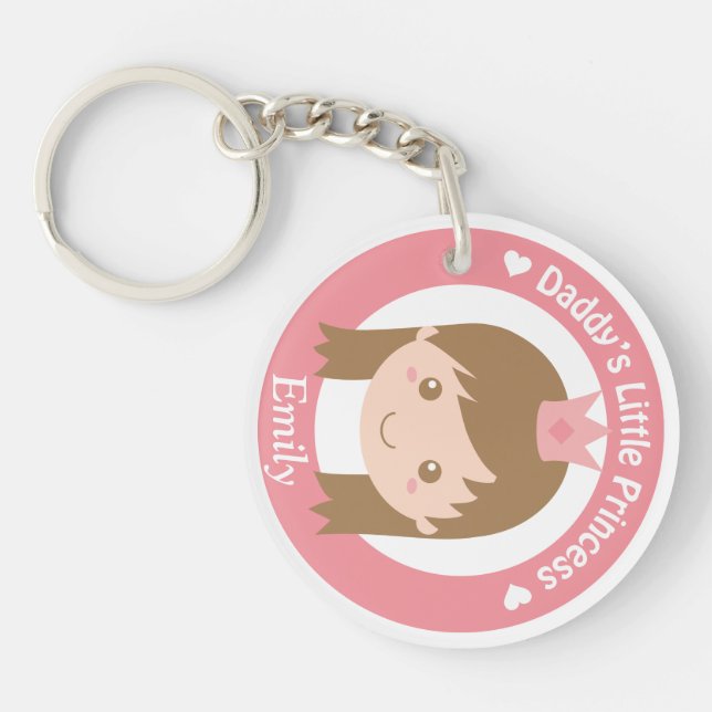 Daddy Little Princess, Cute Princess with Tiara Key Ring (Front)