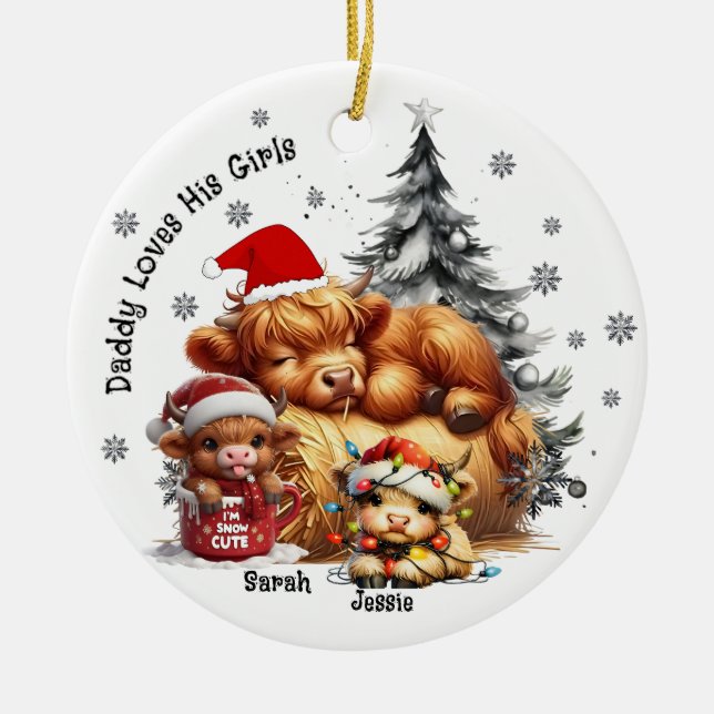 Daddy loves his kids(boys, girls) ornament (Front)