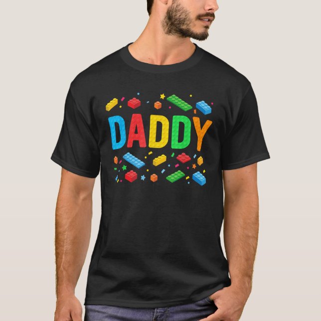 Daddy Master Builder Building Bricks Blocks Family T-Shirt (Front)