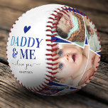 "Daddy & Me" Father's Day Photo Collage Baseball<br><div class="desc">Cute father's day baseball gift featuring a photo collage of 12 family pictures for you to replace with your own,  the words "daddy & me" in a bold blue gradient typographic font,  a heart,  and the childs name.</div>
