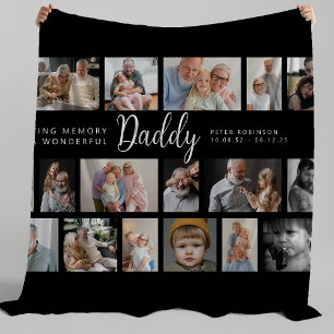 Daddy Memorial 18 Photo Collage Fleece Blanket