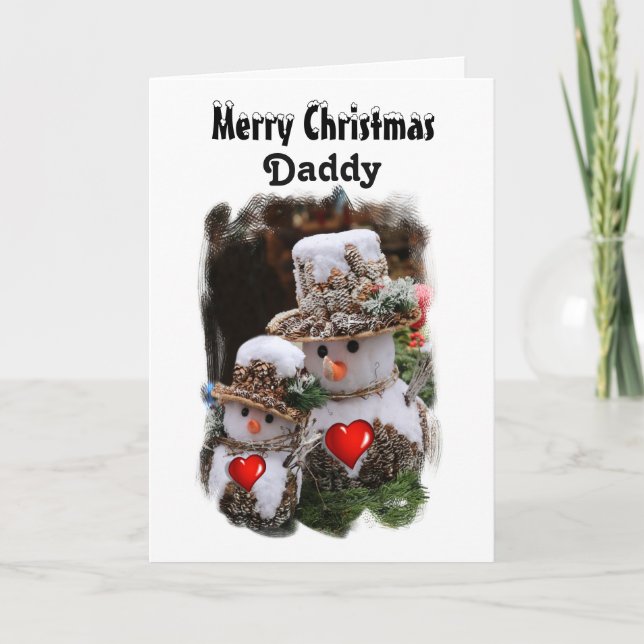 Daddy / Merry Christmas - Snowmen Holiday Card (Front)