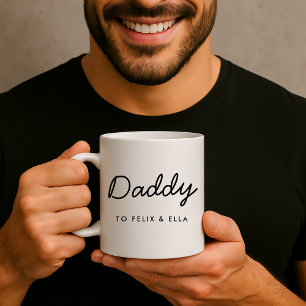 Daddy   Modern Father's Day Kids Names Script Coffee Mug