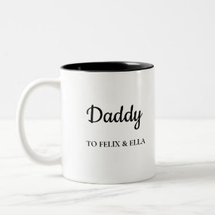 Daddy   Modern Father's Day Kids Names Two-Tone Coffee Mug