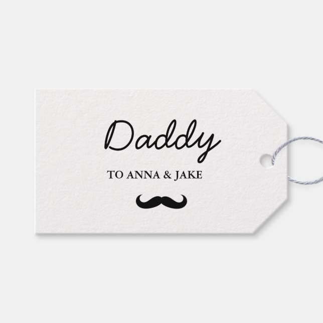 Daddy | Modern Father's Day Moustache Gift Tag (Front (Horizontal))