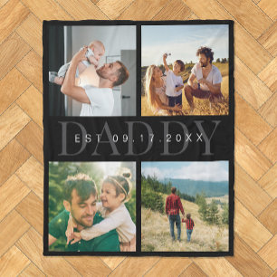 Daddy Modern Fathers Day Photo Collage  Fleece Blanket