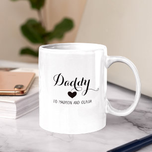 Daddy, Modern Kids Names Custom Father's Day Gift  Two-Tone Coffee Mug