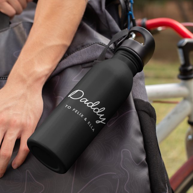 Daddy | Modern Kids Names Father's Day Black 532 Ml Water Bottle