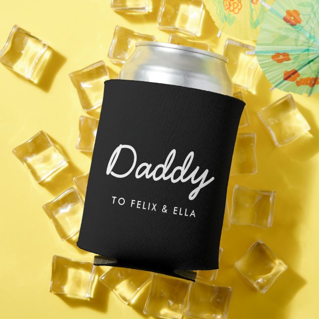Daddy | Modern Kids Names Father's Day Black Can Cooler (In Situ Summer)