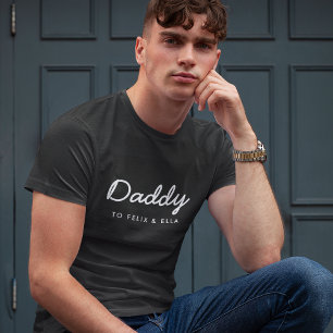 Daddy Modern Kids Names Father's Day Black T-Shirt