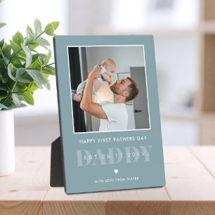 Daddy Modern Minimalist First Fathers Day Photo Plaque