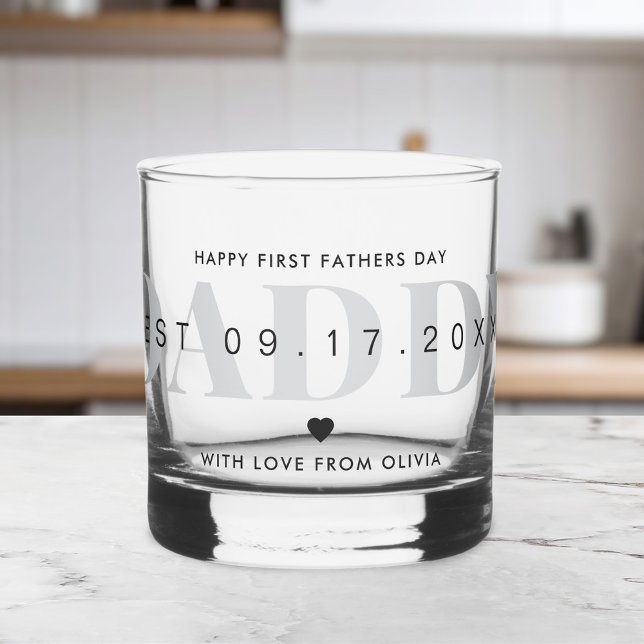 Daddy Modern Minimalist First Fathers Day  Whiskey Glass (Creator Uploaded)