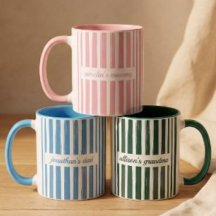 Daddy Mommy   Custom Red Stripes Baby Announcement Mug