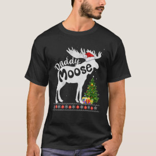 Daddy Moose Santa Hat Christmas Matching Pajama Fa T-Shirt