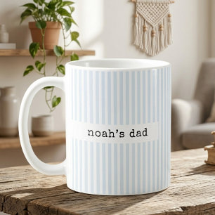 Daddy Mummy   Beige Stripes Dad Baby Reveal Custom Coffee Mug