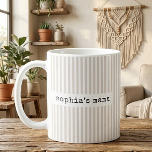 Daddy Mummy   Beige Stripes Mum Baby Reveal Custom Coffee Mug