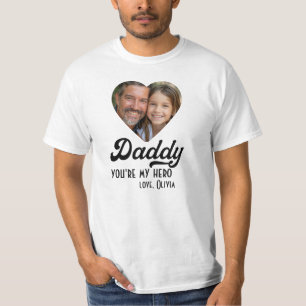 Daddy my hero photo heart, retro T-Shirt