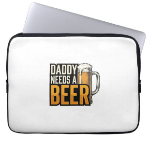 Daddy Needs a Beer Vintage Engraving Shirt Design_ Laptop Sleeve