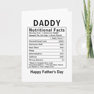 Daddy Nutritional Facts fathers day gifts Card