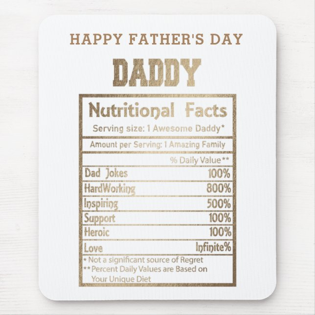daddy nutritional facts father's day mouse mat (Front)