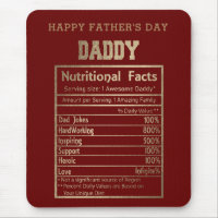 daddy nutritional facts father's day mouse pad