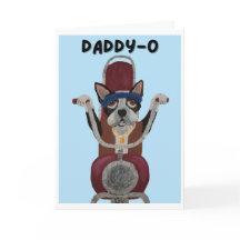 Daddy-O Boston Terrier Biker on motorcycle