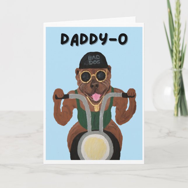  Daddy-O Happy Birthday Pit Bull Biker Card (Front)