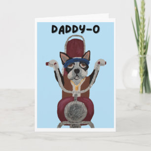  Daddy-O Happy Father's Day Boston Terrier Biker Card