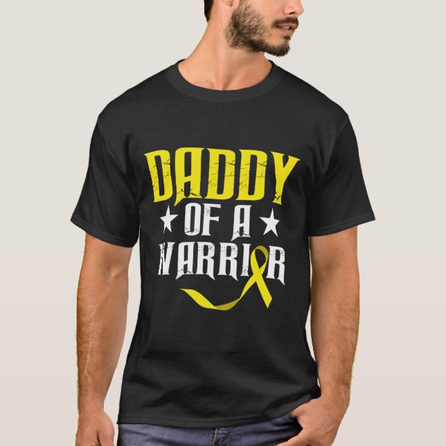 Daddy of a Warrior Childhood Cancer Awareness 2 T-Shirt (Front)