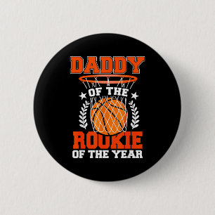 Daddy Of Rookie 1st Basketball Bday Theme Matching 6 Cm Round Badge