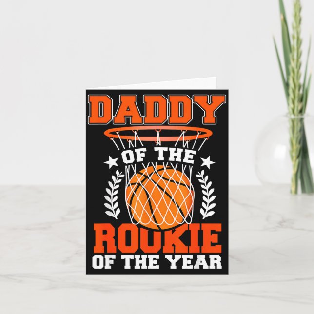 Daddy Of Rookie 1st Basketball Bday Theme Matching Card (Front)