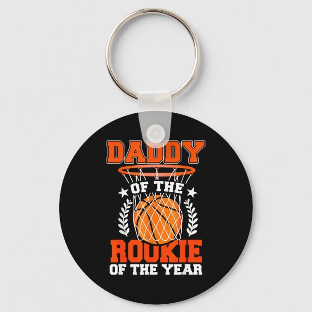 Daddy Of Rookie 1st Basketball Bday Theme Matching Key Ring (Front)
